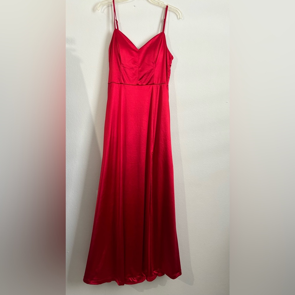 Women Satin Red Maxi Dress, size: 11